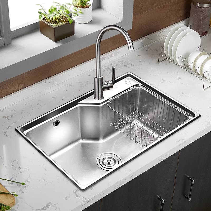 九牧旗舰店水槽厨房大单槽304不锈钢洗菜盆水池水盆洗碗盆水龙头套餐