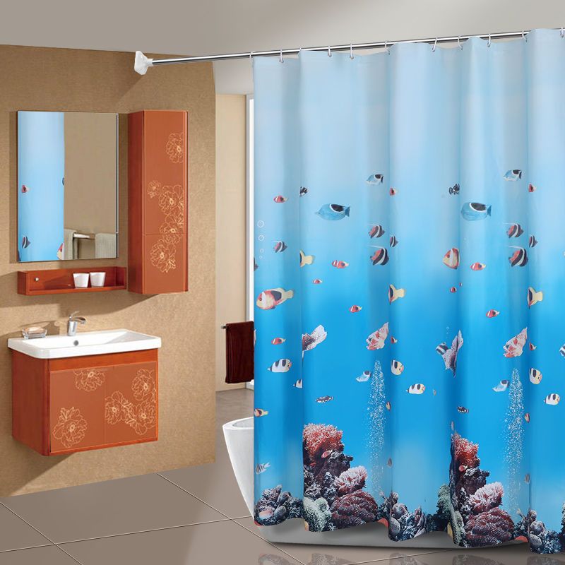 浴室浴帘套装免打孔卫生间浴帘布防水防霉挂帘隔断帘