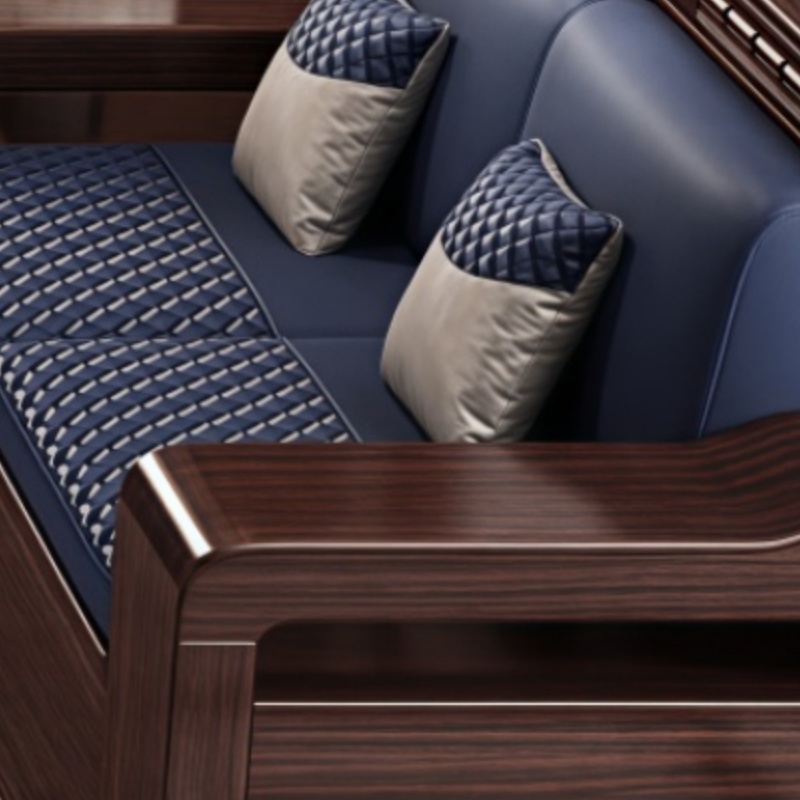 豫龙都 实木沙发组合 四人位 套高清大图