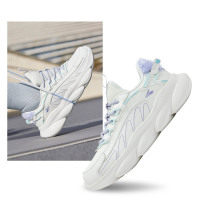 361°灵狐女鞋皮面运动鞋冬季高帮加绒保暖棉鞋跑步鞋软底跑鞋 羽毛白/迷迭紫 40码