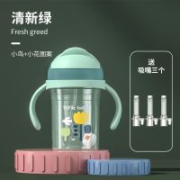 雅宜乐儿童吸管水杯婴儿学饮杯防呛小孩水壶鸭嘴杯大容量1-2-3岁 清新绿300ml[小鸟图案] 标配[热卖]