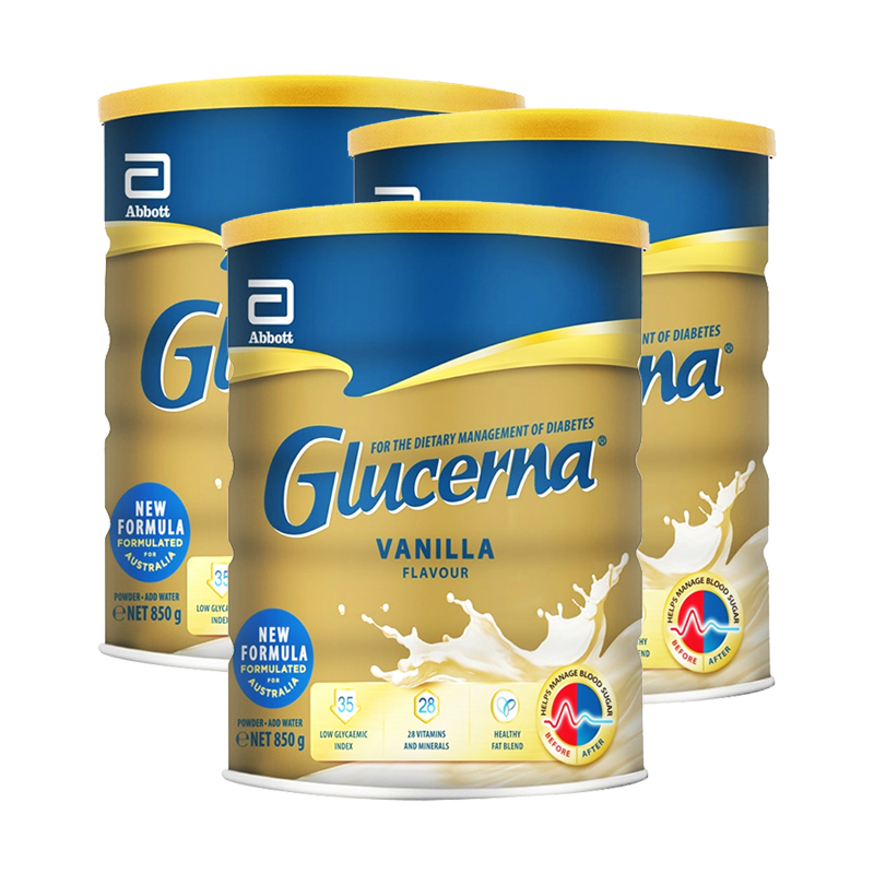 效期至28年2月 雅培(Abbott)怡保康Glucerna无糖奶粉850g 3罐 牛奶粉糖尿人群营养特殊配方血糖高澳洲