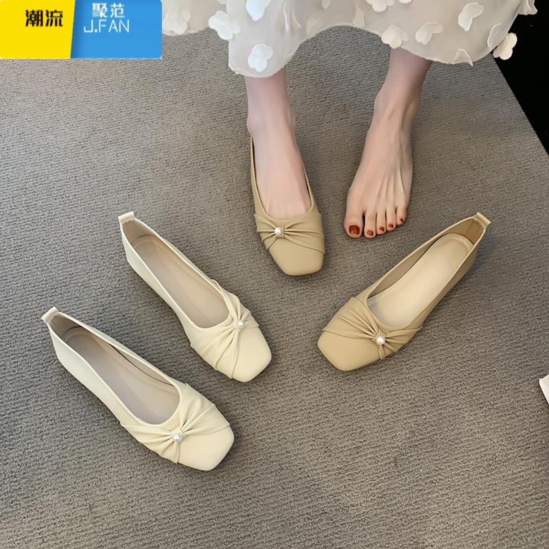 聚范法式低跟玛丽珍晚晚温柔奶奶鞋女2024新款平底百搭配裙子妈妈瓢鞋高清大图