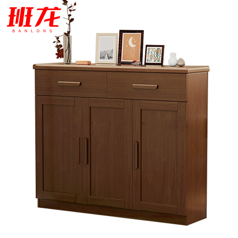 班龙实木鞋柜120*32*98cm三门台高清大图