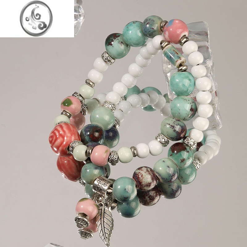 JiMi旧青画!国风文玩陶瓷珠手串女新中式高级感复古原创小众精致手链高清大图