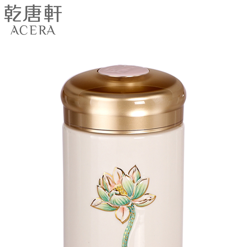 乾唐轩活瓷清心福莲随身杯双层300ml彩绘艺术女士陶瓷水杯 B2B商品