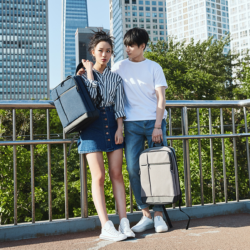 90分经典商务双肩包 笔记本电脑包15.6英寸 防泼水时尚大学生书包 深蓝色 小米生态链企业