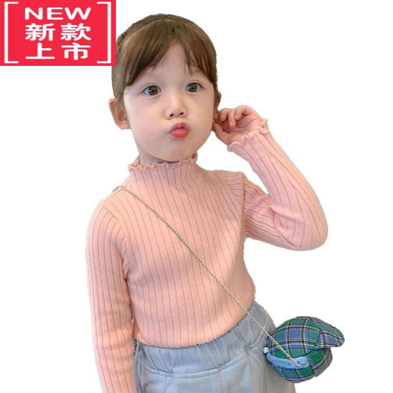 可莉允女童毛衣打底衫套头儿童秋冬新款宝宝针织毛线洋气上衣长袖木耳边图片