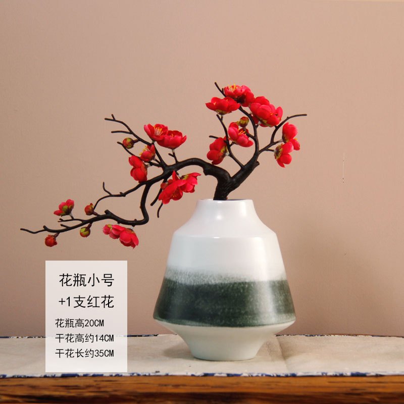 米魁花瓶 花艺陶瓷花瓶新中式水墨画三件套装饰品现代客厅米魁台面摆设简约插花摆件小号 1红花 价格图片品牌报价 苏宁易购泰美源家居专营店