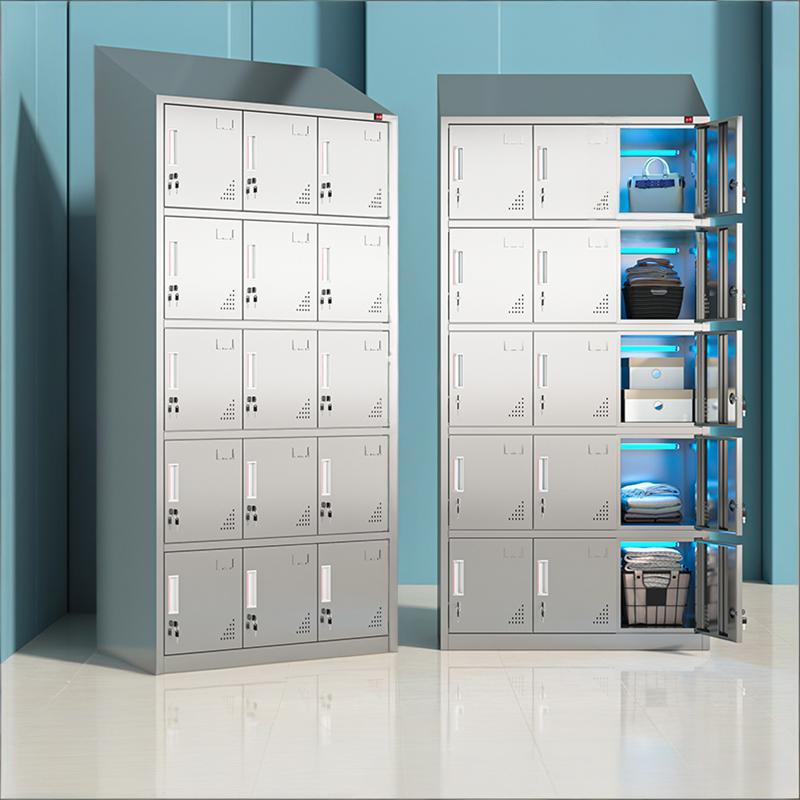 易企采 【201不锈钢】十五门 高1950*长900*深500MM 斜顶紫外线消毒更衣柜 单位 :台 货期7天 质保1年