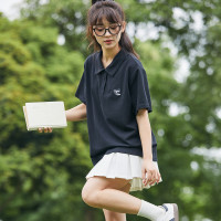 2024夏季女左胸爱心短袖polo衫学院风T恤百搭减龄韩版_31 统一颜色 L