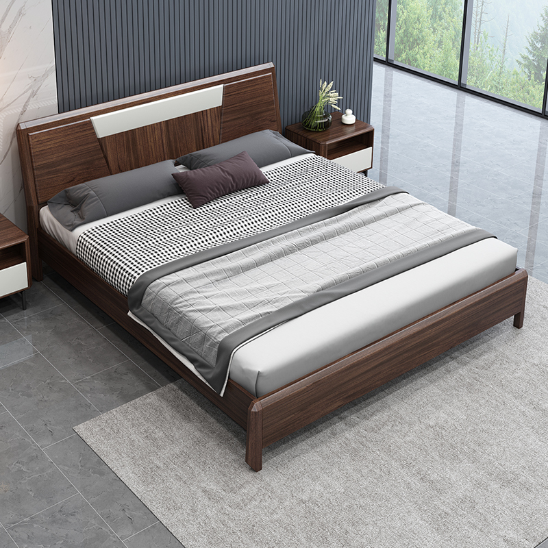 梵宜床实木床北美黑胡桃木床18米单双人床高箱储物床卧室精品家具6a01