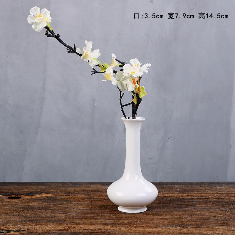 苏宁放心购白瓷玉净瓶茶道梅花插花器家居摆件陶瓷小花瓶观音瓶供佛禅意花瓶