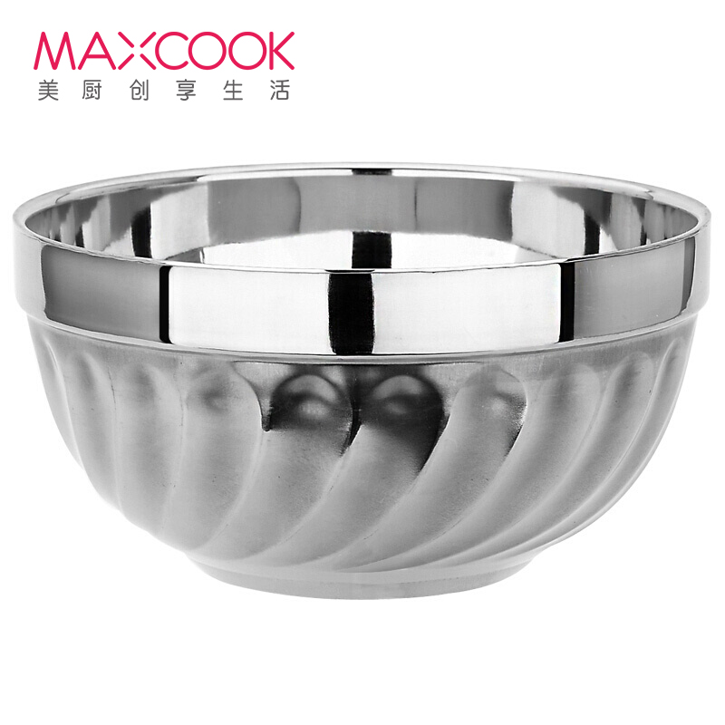 美厨(maxcook)304不锈钢碗13CM 汤碗餐具面碗 双层隔热 MCWA-095