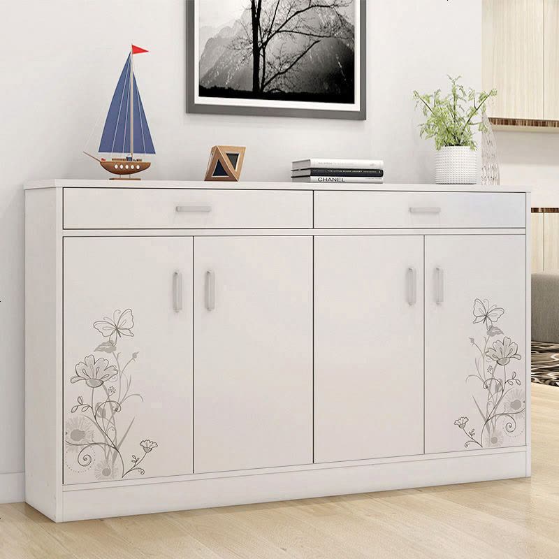 蔓斯菲尔多功能仿实木鞋柜鞋架子简易厅柜口鞋柜子木质玄关柜 120cm长 古檀木色 升级图片