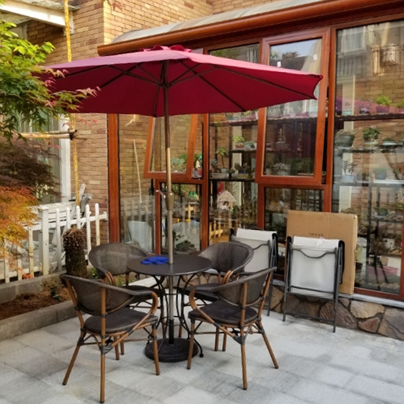 寻木匠户外桌椅庭院休闲奶茶店露天带伞防水防晒藤椅组合咖啡厅外摆星