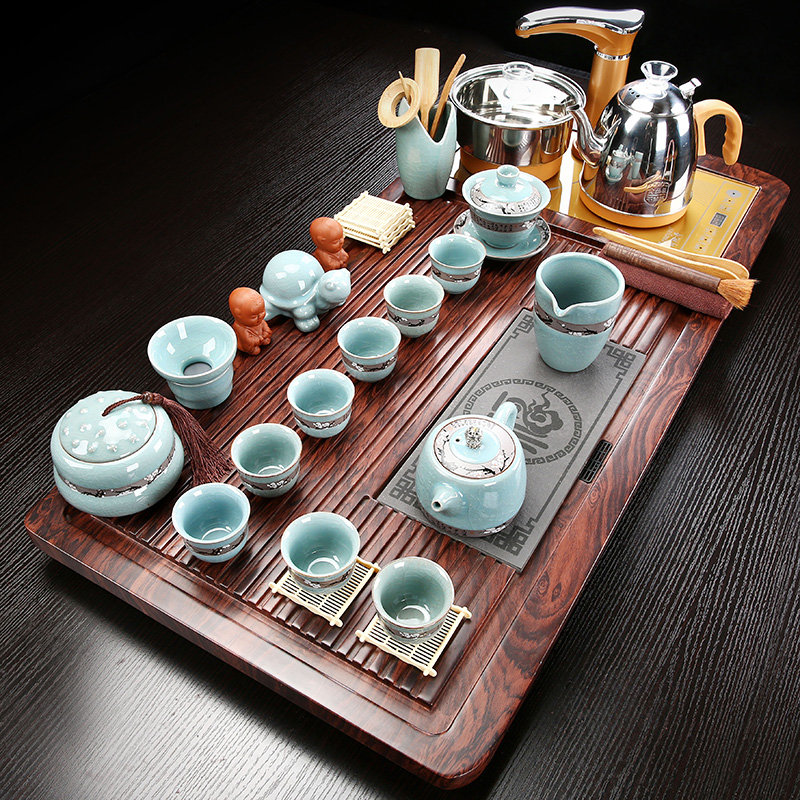 家柏饰(CORATED)整套功夫茶具套家用陶瓷全自动简约茶台泡茶紫砂一体实盘高清大图