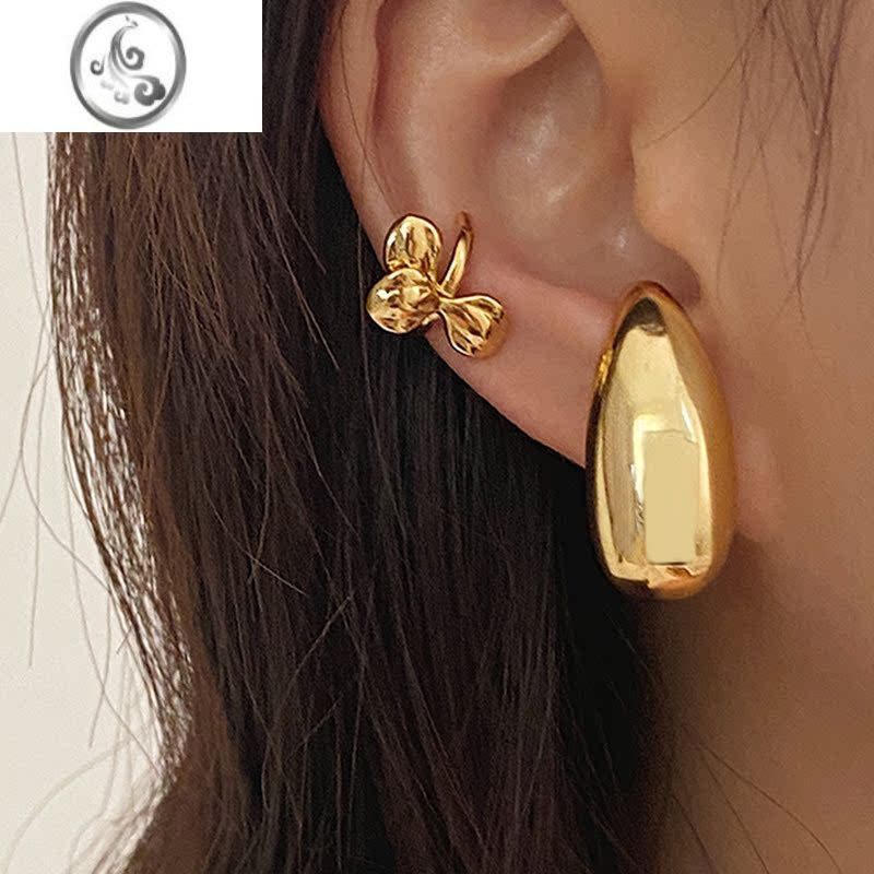 JiMiGWE新款潮水滴高保色耳骨夹简约日常气质无耳洞耳夹高级复古港味图片