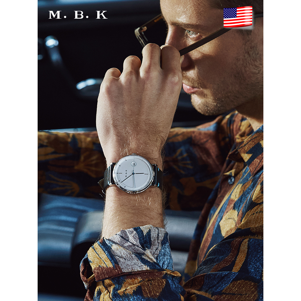 M.B.K欧美品牌手表全自动机械表 男款简约时尚男表50米防水纤薄潮流男士手表单日历腕表M1002G01高清大图