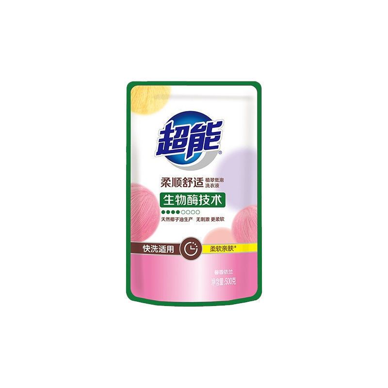 超能500g洗衣液香味持久柔软舒适天然无刺激家庭用实惠补充装 500g超能洗衣液1包(1斤)