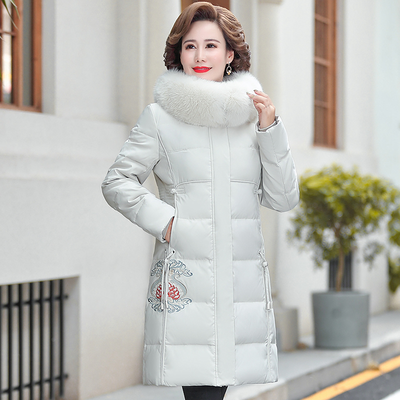 免费试穿 大品牌羽绒服女中长款2024年新款狐狸毛领免洗亮面加厚外套冬装新款白鸭绒羽绒服女中长款过膝大毛领韩版宽松加厚 9588灰色送真毛领 3XL适合115-130斤