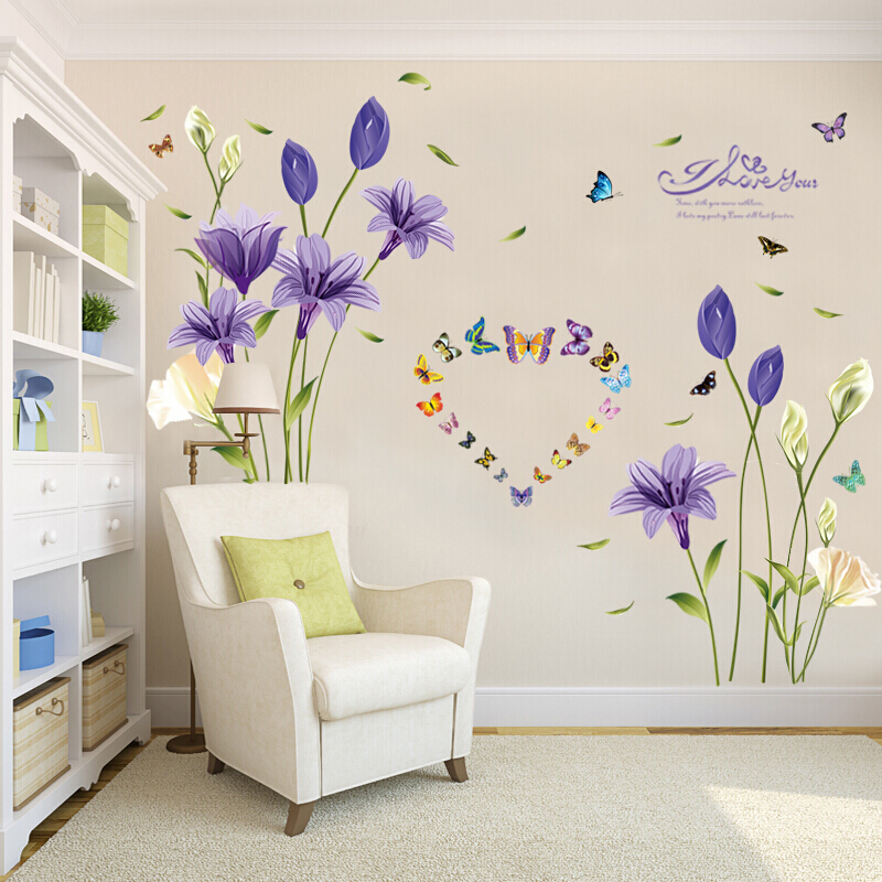 墙花墙贴纸卧室温馨床头装饰客厅背景墙壁纸自粘墙面贴画浪漫贴花白