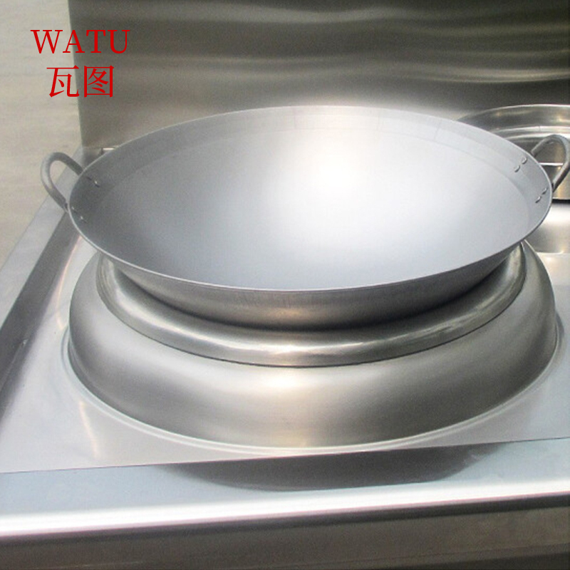瓦图 电磁炉专用 铁锅 直径40CM 商用食堂酒店炒锅 双耳可抛炒菜铁锅 1个装