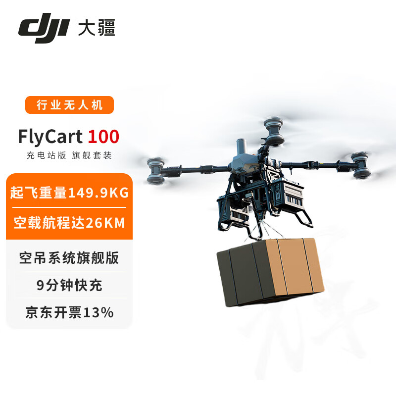 大疆FC100运输无人机 80公斤长续航 FlyCart 100旗舰套装 含电池*2+空吊系统旗舰版+充电站 提货卡