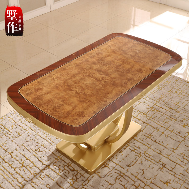 欧式餐桌椅组合后现代实木方桌轻奢美式餐桌小户型全实木家用家具 一桌四椅（无扶手）一桌六椅框架结构