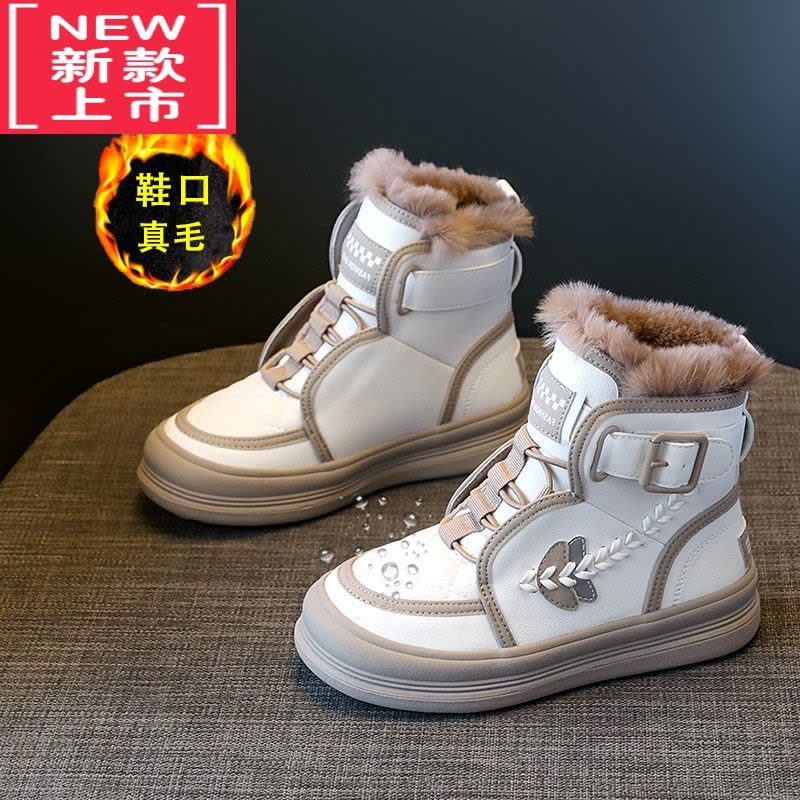 可莉允女童雪地靴2022冬季新款儿童加厚短靴女孩防滑冬鞋中大童加绒棉靴图片