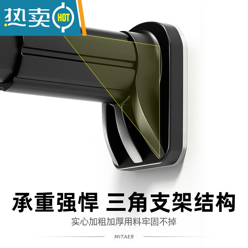 敬平免打孔伸缩杆晾衣杆衣架免安装卧室窗帘挂杆门帘浴帘杆子衣柜撑杆 [33管径 白] 2.4~3.6米墙距适用