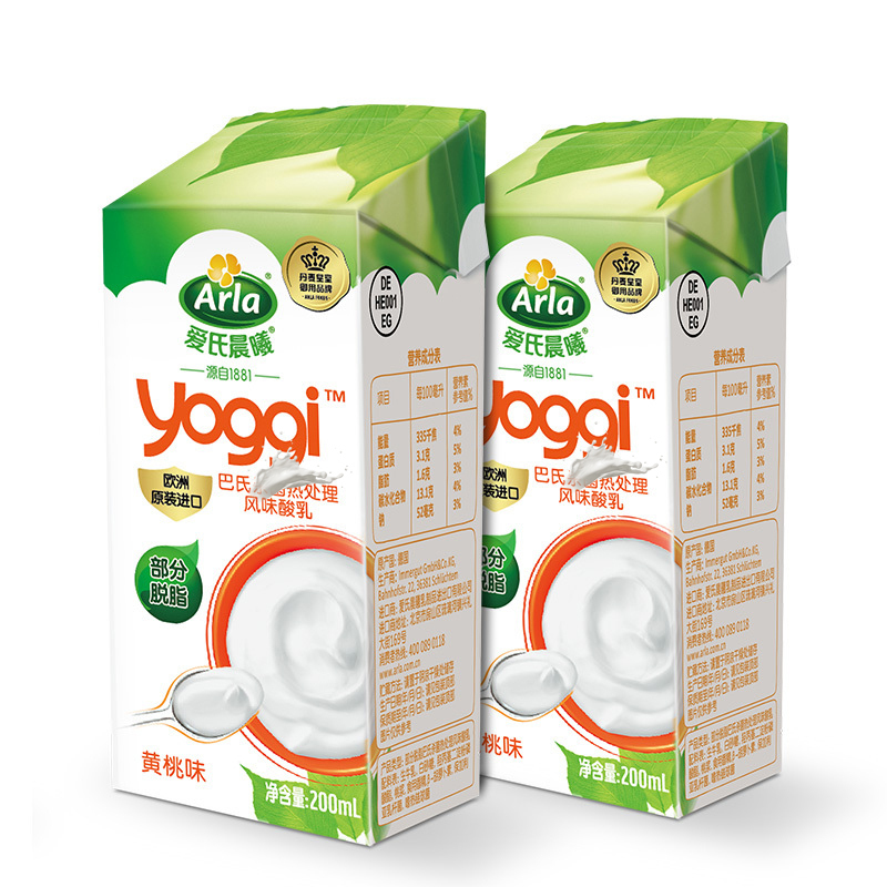 Arla爱氏晨曦常温酸奶黄桃味200ml×24