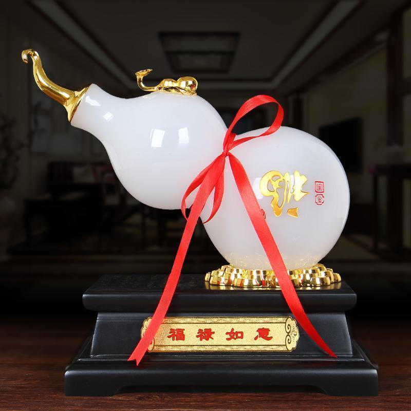 美帮汇玉石葫芦摆件家居客厅创意摆设乔迁装饰品工艺品店铺开业礼品