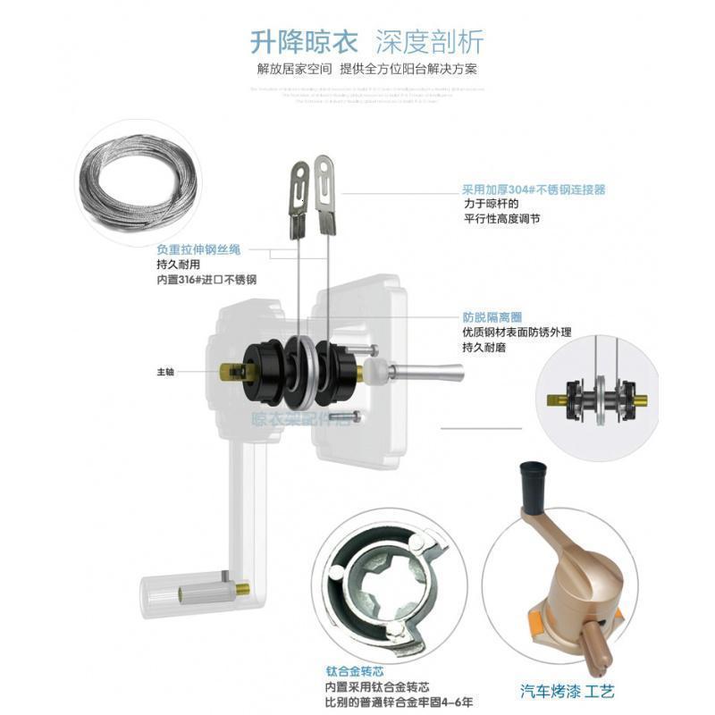 美帮汇9980 晾衣架配件钢丝绳太太手柄 好摇把750-760-620 型手摇器通用