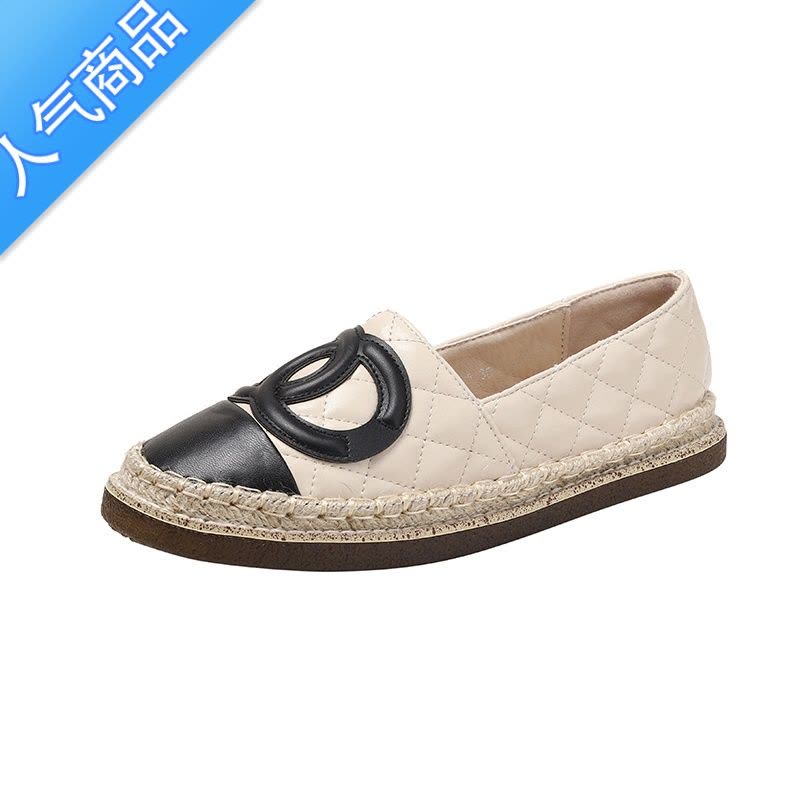 SUNTEK小香风渔夫鞋女2023新款厚底一脚蹬单鞋浅口懒人乐福鞋配裙子图片