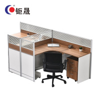 钜晟板式屏风办公桌2.4米T型双人位职员桌办公室电脑桌JS-T2402