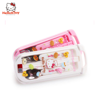 HelloKitty学生餐具三件套不锈钢便携儿童汤勺子叉子筷子盒套装创意 KT-3653白色