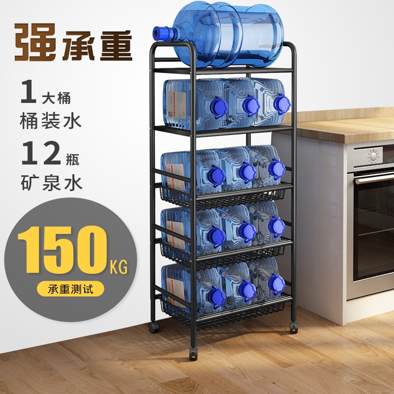 厨房菜篮子置物架放水果蔬菜架子落地多层微波炉锅家用储物收纳筐收纳层架 三维工匠高清大图