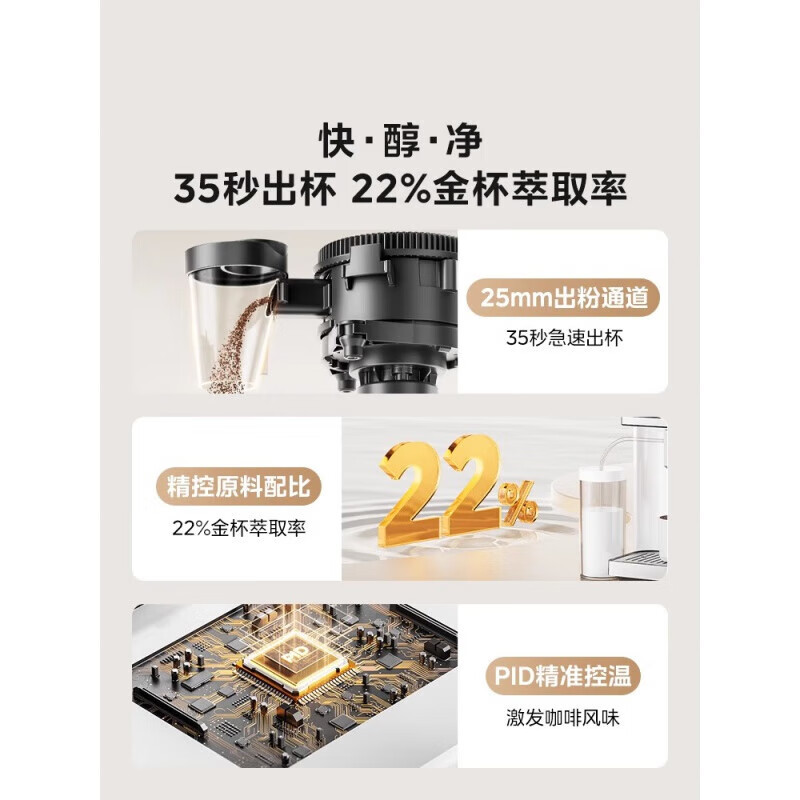 美的(Midea) 全自动咖啡机家用小型研磨一体意式商用现磨办公室奶咖打奶泡MA-KFEA01 白色