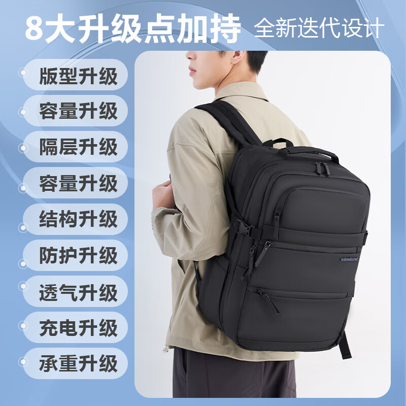 维多利亚旅行者大容量商务旅行双肩背包电脑包9099黑色高清大图