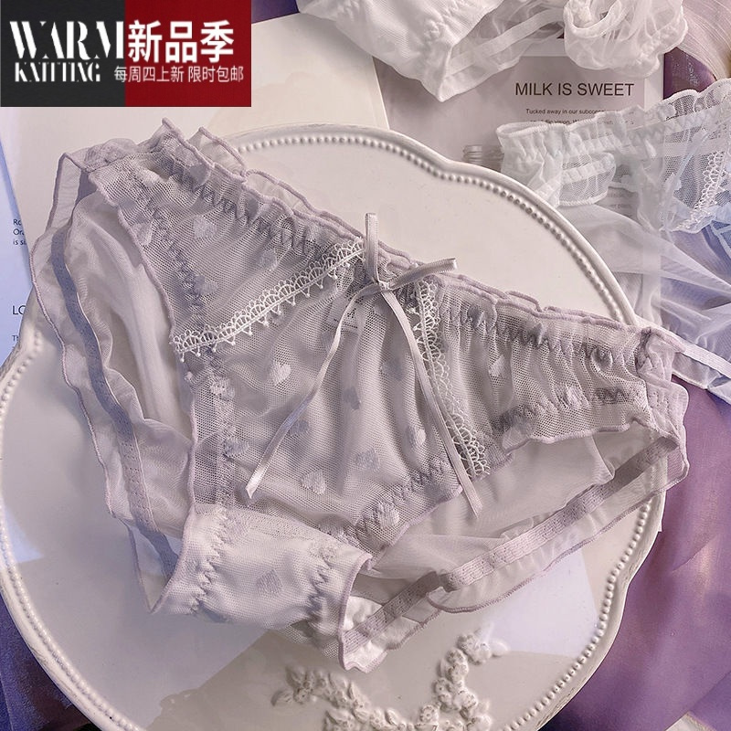shanchao日系内裤女性感迷人蕾丝秋季薄款透气可爱软糯档美少女三角裤