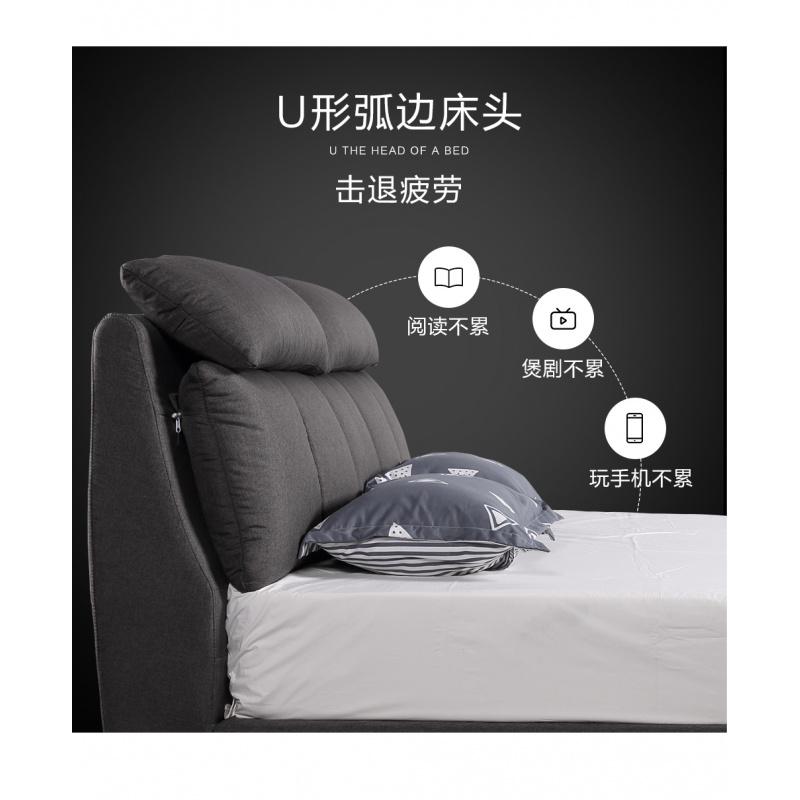 可拆洗布艺床小户型软包布床卧室双人床现代简约榻榻米北欧风婚床 单床+2柜子+5D乳胶床垫1800mm*1900mm组装式箱