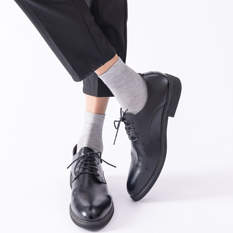 西装皮鞋袜子男绅士春夏丝薄黑色灰色商务中筒袜正装西裤纯棉短袜