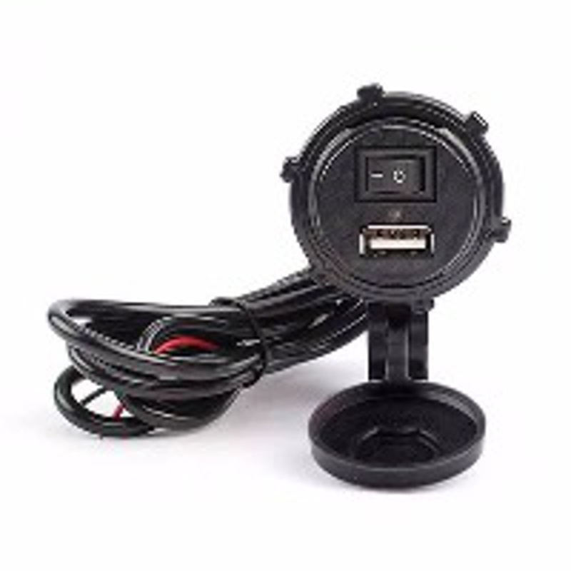 摩托车手机充电器12伏转5v21a电动车自行车车载充电器防水带开关摩托