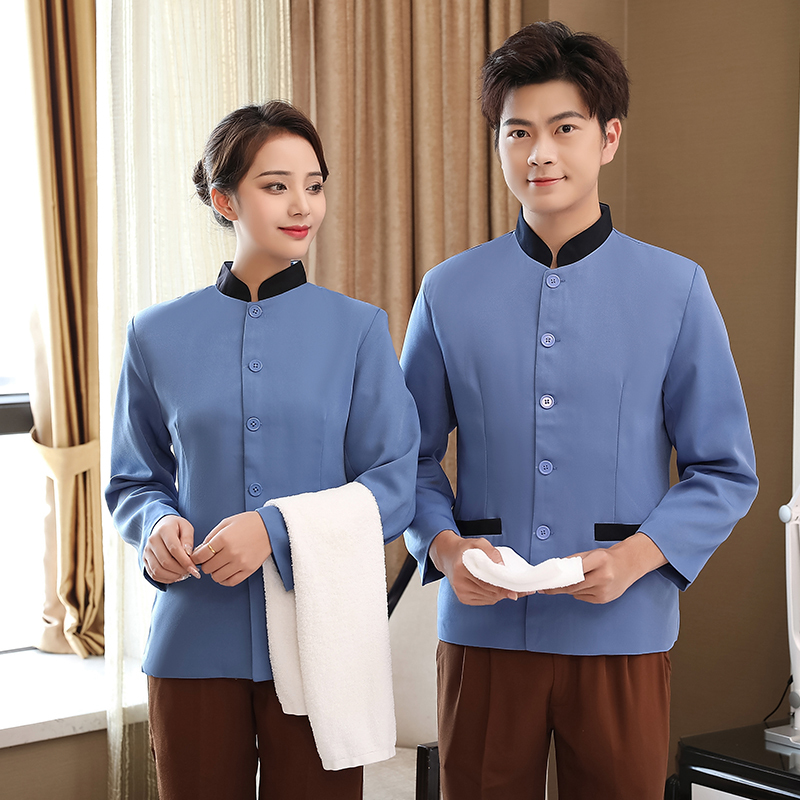 酒店工作服绿色短袖套装xl