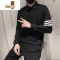 YANXU假毛衣男潮流三杠衬衫领欧洲站百搭套头上衣针织打底衫