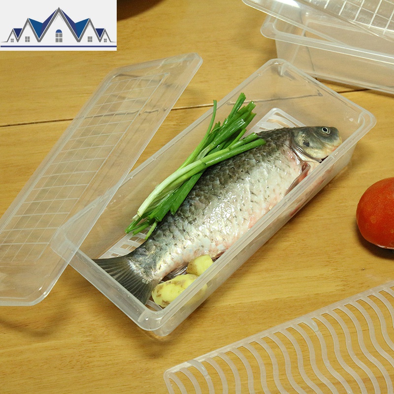 4个装厨房分类沥水保鲜盒塑料冰箱冷藏冷冻储藏盒食物收纳盒 三维工匠高清大图