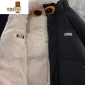 YANXU克莱因蓝情侣羽绒服男女冬季ins加厚面包服双面穿羔毛情侣外因 M 710黑色
