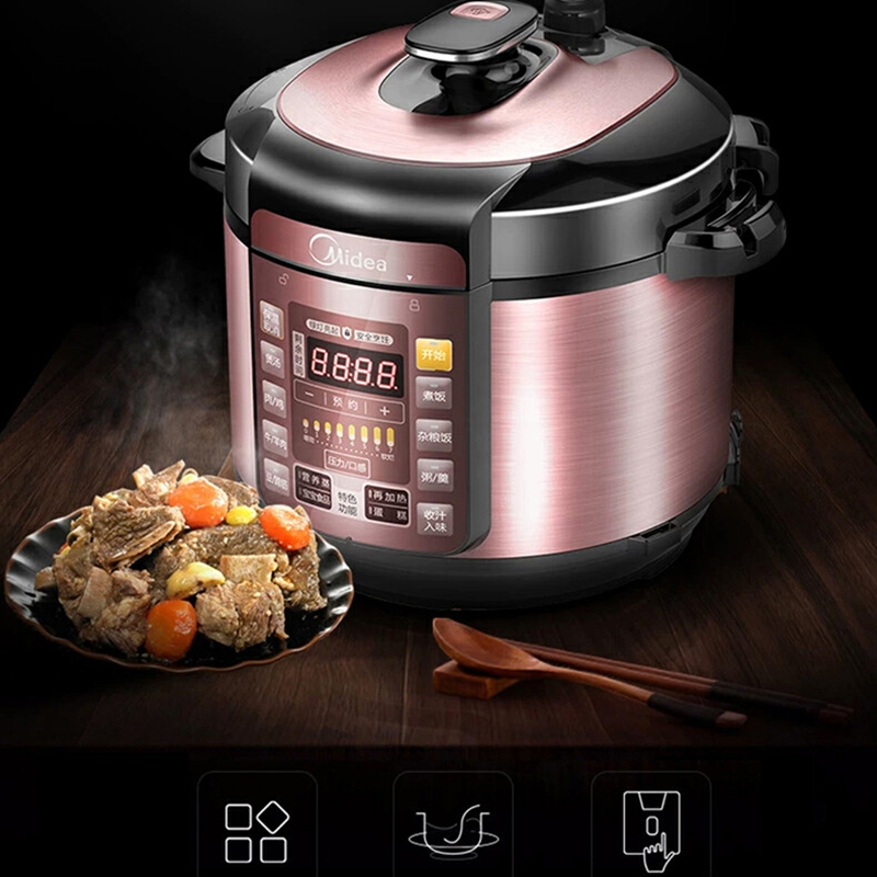美的(Midea)智能电压力锅 家用高压锅智能预约匀火速热压力锅全自动大容量 双内胆 MY-YL50Simple101高清大图
