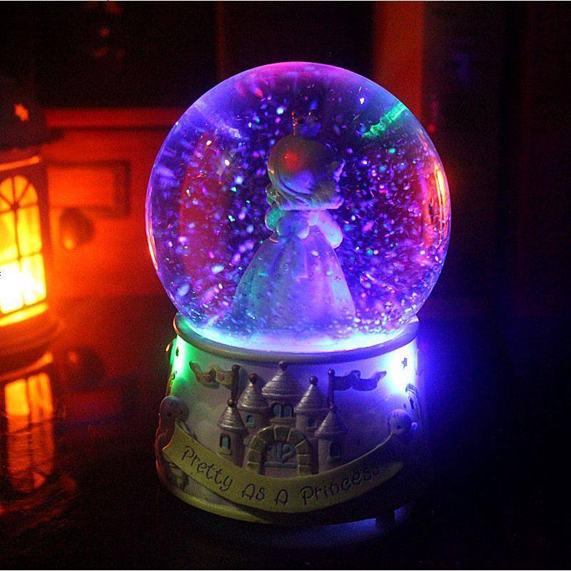 水晶球音乐盒雪花八音盒天空之城发光生日礼物公主女生儿童愚人节